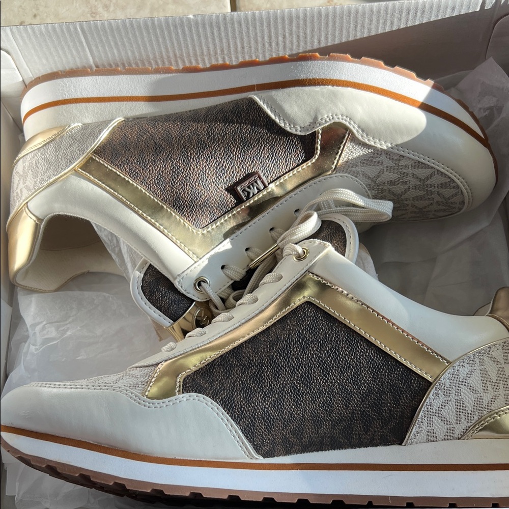 Michael Kors Gold and Brown Sneakers